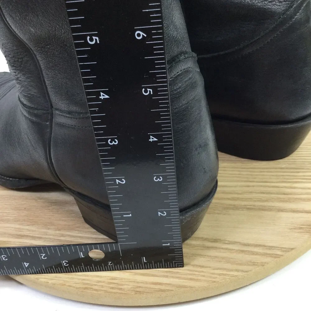 Nocona Mens Leather Western Cowboy Boots Pull-On Mid-Calf Black Size 12D